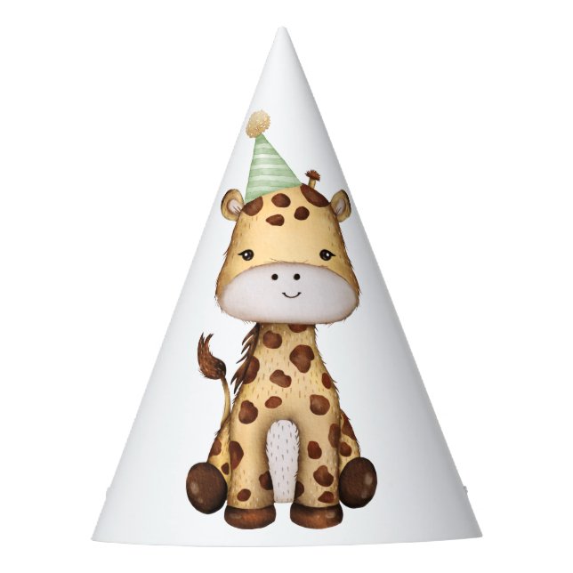 Cute Giraffe Party Animal Wild One Safari Birthday Hat (Front)