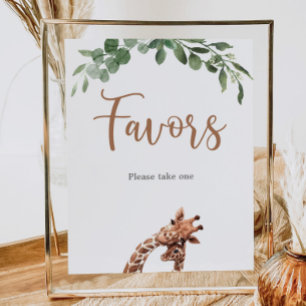 Cute giraffe party favour sign
