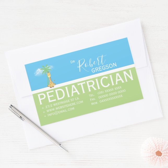 Cute Giraffe Pediatrician / Paediatrician Sticker (Envelope)