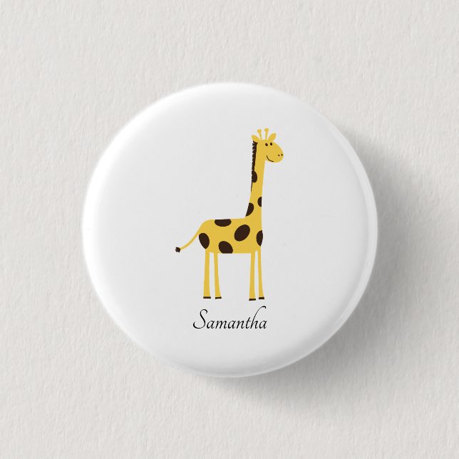 Cute Giraffe Personalized 1 Inch Round Button (Front)