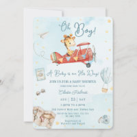 Cute Giraffe Plane Adventure Oh Boy Baby Shower