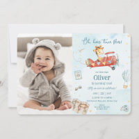Cute Giraffe Plane Flies Adventure Birthday Photo