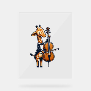 Cute Giraffe Playing Cello Giraffes Musician Music Acrylic Sign