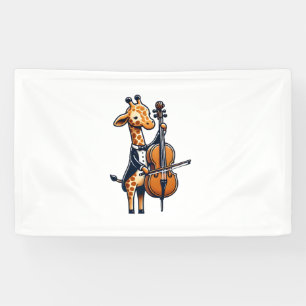 Cute Giraffe Playing Cello Giraffes Musician Music Banner