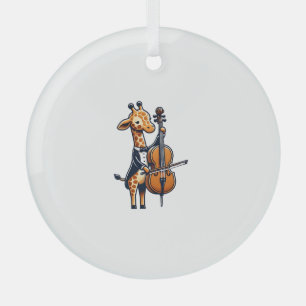Cute Giraffe Playing Cello Giraffes Musician Music Glass Ornament