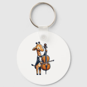 Cute Giraffe Playing Cello Giraffes Musician Music Keychain