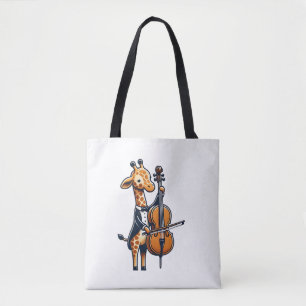 Cute Giraffe Playing Cello Giraffes Musician Music Tote Bag