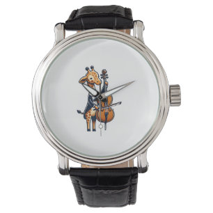 Cute Giraffe Playing Cello Giraffes Musician Music Watch