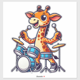 Cute Giraffe Playing Drums Giraffes Drummer Music