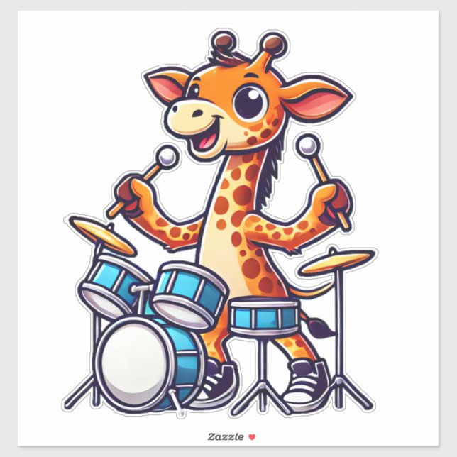 Cute Giraffe Playing Drums Giraffes Drummer Music  (Sheet)
