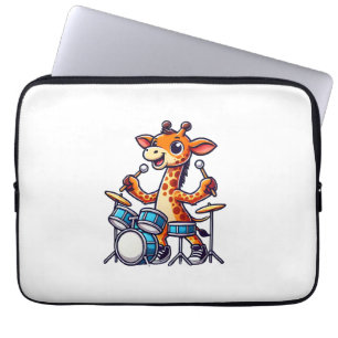 Cute Giraffe Playing Drums Giraffes Drummer Music Laptop Sleeve