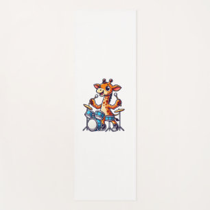 Cute Giraffe Playing Drums Giraffes Drummer Music  Yoga Mat