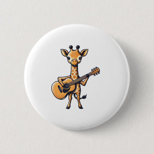 Cute Giraffe Playing Guitar Giraffes Musician Musi 2 Inch Round Button