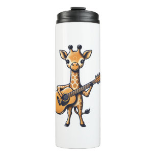 Cute Giraffe Playing Guitar Giraffes Musician Musi Thermal Tumbler