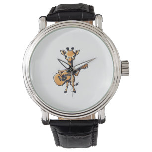 Cute Giraffe Playing Guitar Giraffes Musician Musi Watch