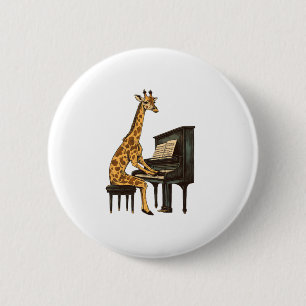 Cute Giraffe Playing Piano Giraffes Musician Music 2 Inch Round Button