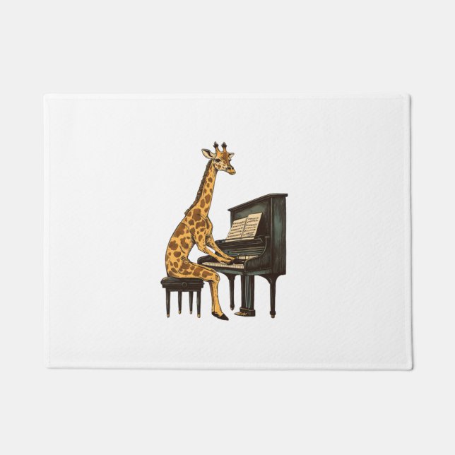 Cute Giraffe Playing Piano Giraffes Musician Music Doormat (Front)