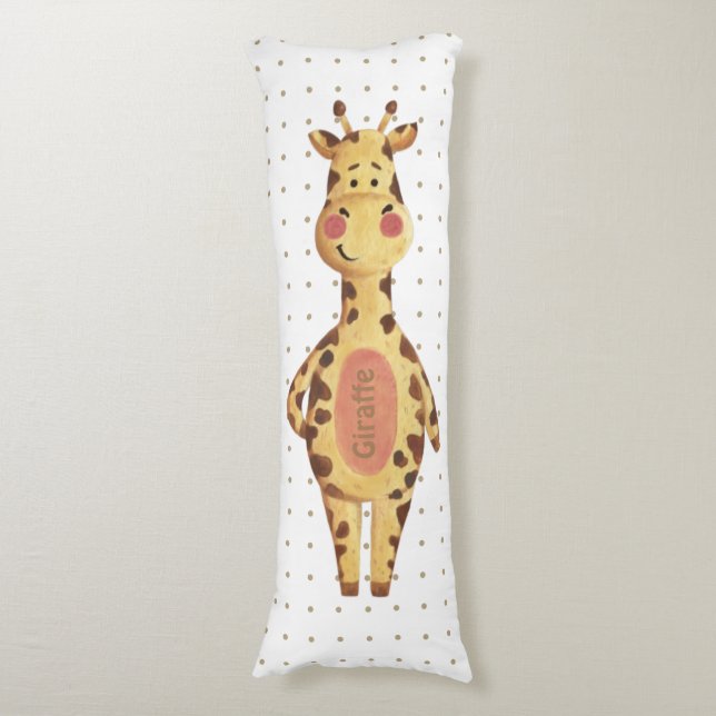 Cute giraffe polka dots pattern nursery kids body pillow (Front Vertical)