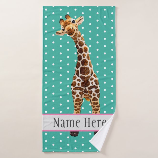 Cute Giraffe Safari Animal Jungle Nom sauvage  (Serviette de bain)