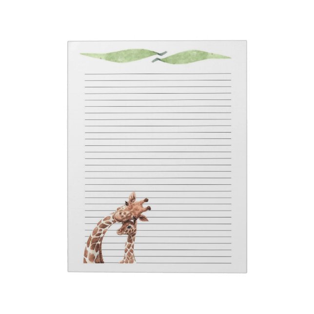 Cute Giraffe Safari Animals Writing Stationary Notepad (Rotated)