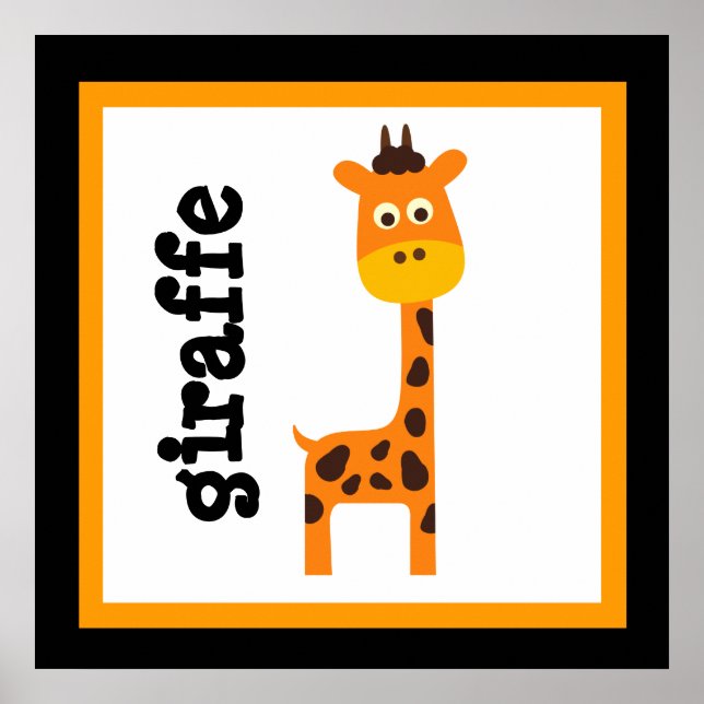 Cute Giraffe Safari Animaux Bébé Enfants Poster (Devant)