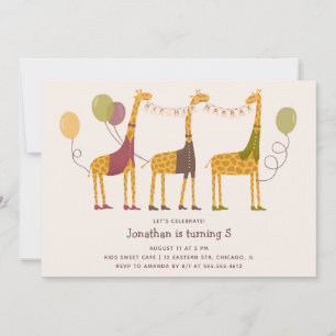 Cute Giraffe Safari Birthday   Zoo Party for Kids Invitation
