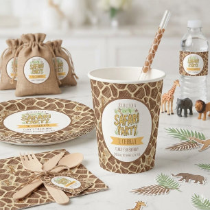 Cute Giraffe Safari Jungle Kids Birthday Party Paper Cups
