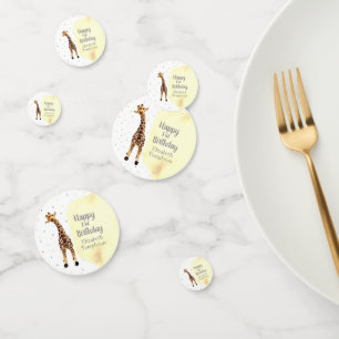 Cute Giraffe Safari Wild Yellow 1st Birthday Party Confetti