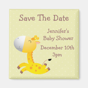 Cute Giraffe Save The Date Baby Shower Magnet