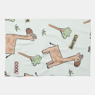 Cute Giraffe Seamless Pattern Kitchen Towel