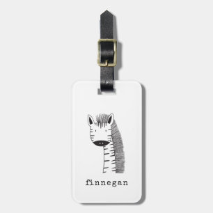 Cute Giraffe Simple Line Illustration Custom Name Luggage Tag