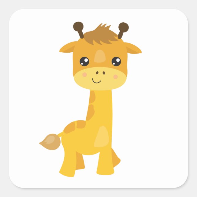 Cute Giraffe Square Sticker (Front)