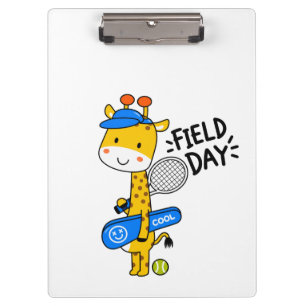 Cute Giraffe Tennis Field Day – Fun Sports Charact Clipboard