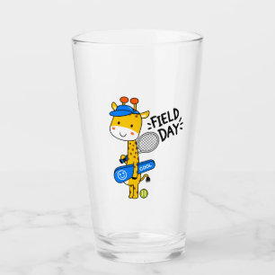 Cute Giraffe Tennis Field Day – Fun Sports Charact Glass