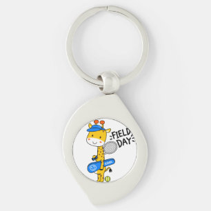 Cute Giraffe Tennis Field Day – Fun Sports Charact Keychain