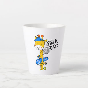 Cute Giraffe Tennis Field Day – Fun Sports Charact Latte Mug
