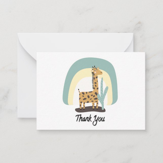 Cute Giraffe Thank You Card (Front)