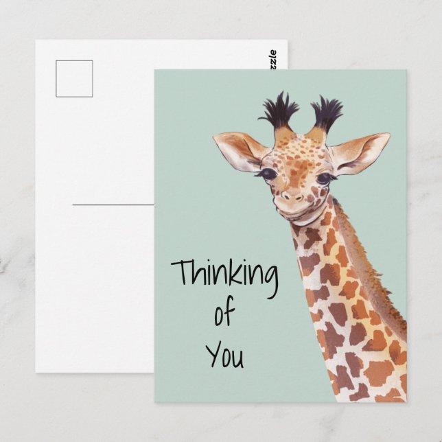 Cute Giraffe Thinking Of You Postcard (Front/Back)