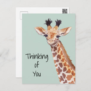Cute Giraffe Thinking Of You Postcard