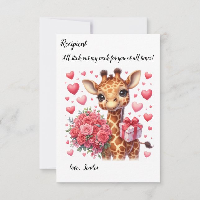 Cute giraffe Valentine's Day card (Front)