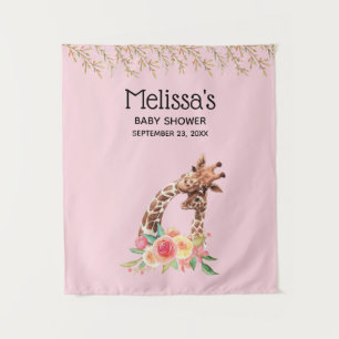 Cute Giraffe Watercolor Mom & Babe Baby Shower Tapestry