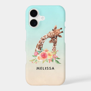 Cute Giraffe Watercolor Mom & Baby