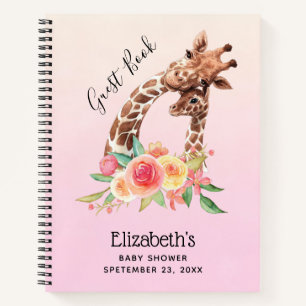 Cute Giraffe Watercolor Mom & Baby Guest Book