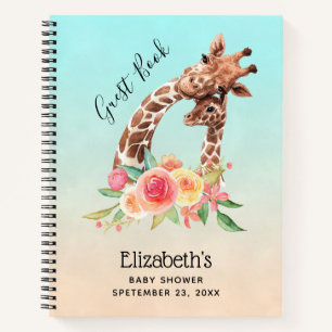 Cute Giraffe Watercolor Mom & Baby Guest Book