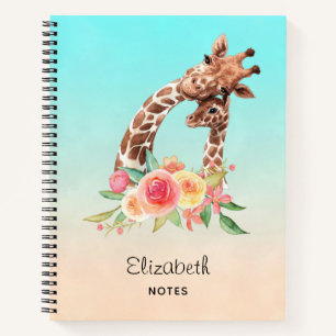 Cute Giraffe Watercolor Mom & Baby Notebook