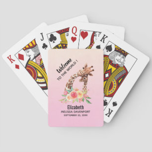 Cute Giraffe Watercolor Mom & Baby Playing Cards