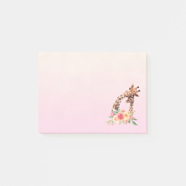 Cute Giraffe Watercolor Mom & Baby Post-it Notes (Front)