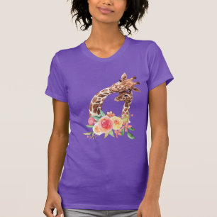 Cute Giraffe Watercolor Mom & Baby T-Shirt