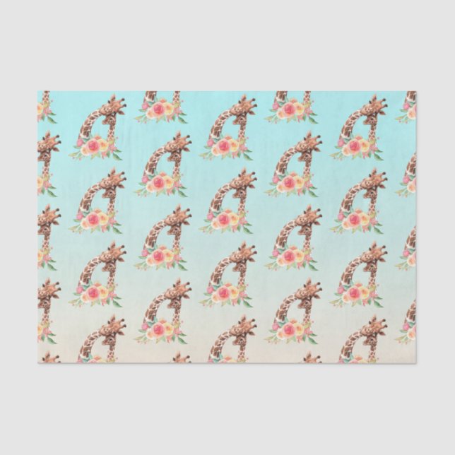 Cute Giraffe Watercolor Mom & Baby Tissue Paper (Front)