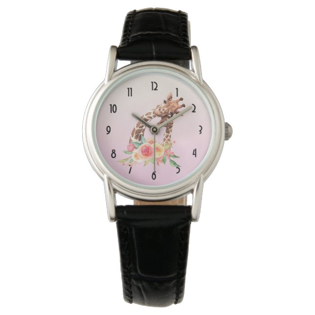 Cute Giraffe Watercolor Mom & Baby Watch (Front)